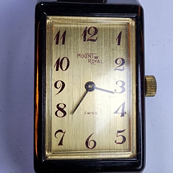 Mount Royal Watch Windup Vintage MCM Womens Brown  Acrylic Lucite Working - Picture 11 of 13